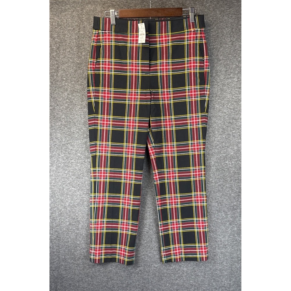 J.Crew Factory Tartan Cropped Plaid Pants Women 8 Straight Slim Ankle Preppy NWT